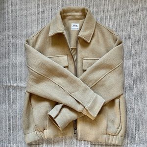 Zara Men Wool Jacket Beige Medium Winter 2023 Collection
